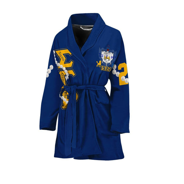 Sorority Bath Robe - Sigma Gamma Rho Blue Pearl Women's Bath Robe